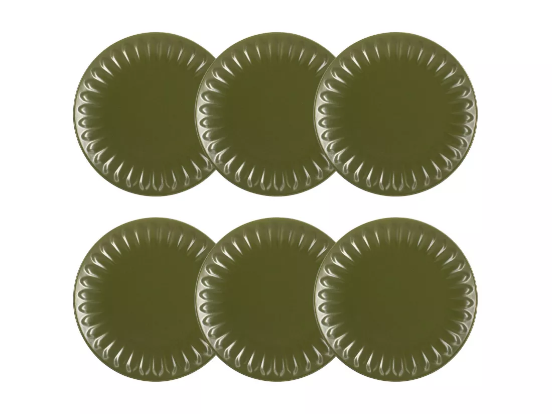 Novastyl - Lot 6 Assiettes Plates Bistrot 27cm En Faience Kaki