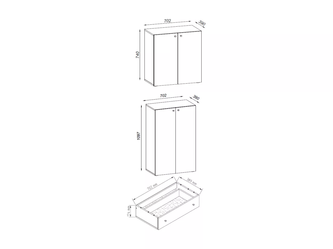 Armoire de bureau Armoire à dossiers Lona 5x S