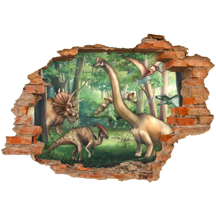 Nikima Wandtattoo 222 Wandtattoo Dinowelt - Loch in der Wand bunt