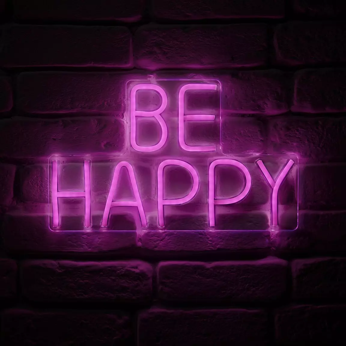 Enseigne lumineuse néon (H23,5 cm) Be Happy Rose