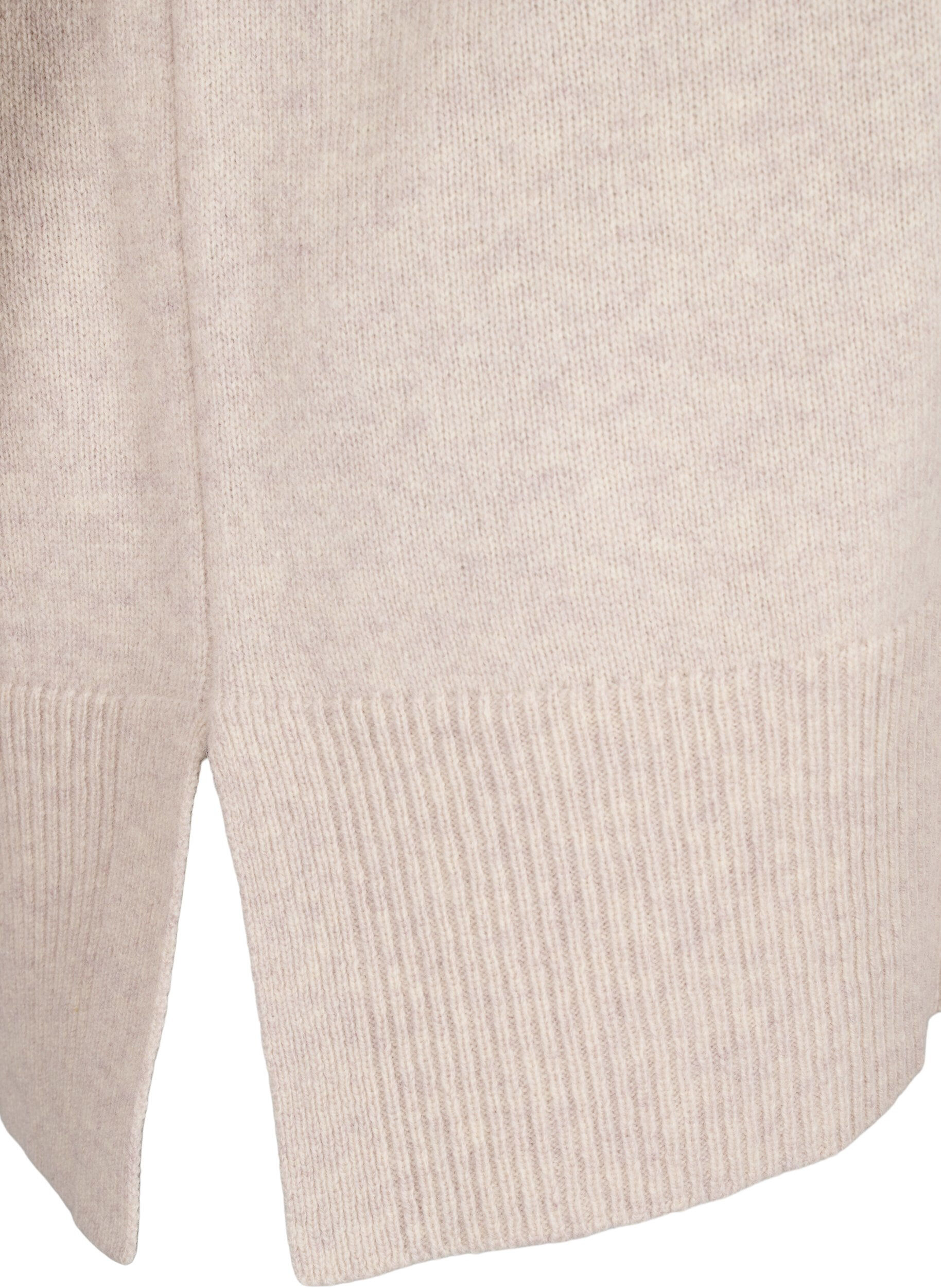 Strikbluse i merinould med turtleneck