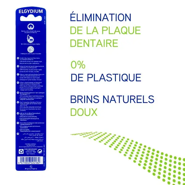 Escova de dentes de madeira antiplaca Elgydium tamanho médio
