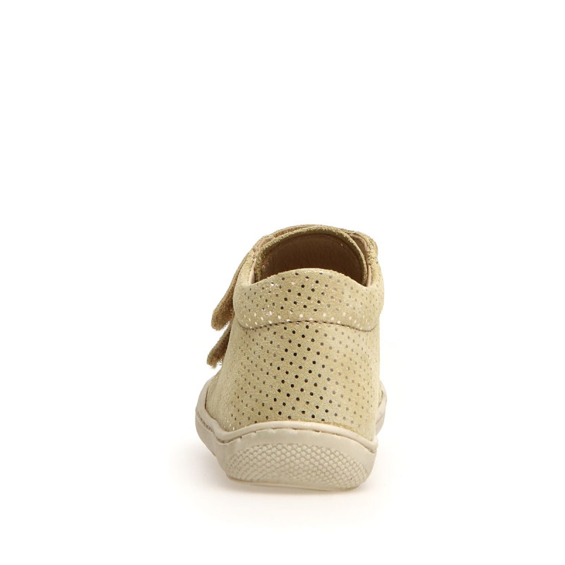 Naturino Naturino Cocoon Supersouple Velcros Suede Paille Points Argentés