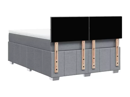 Sommier à lattes de lit avec matelas Gris clair 140x190cm Tissu