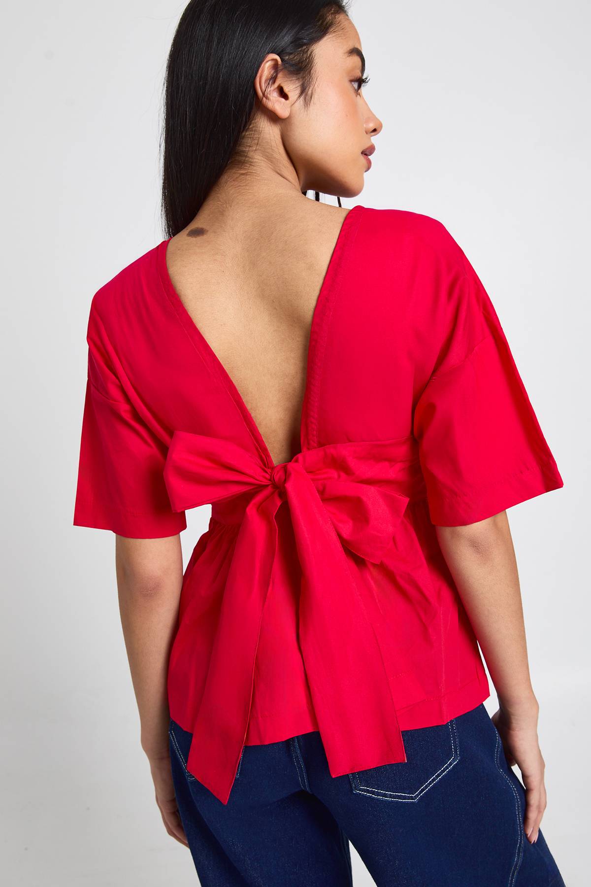 boohoo Smock en popeline noué dans le dos