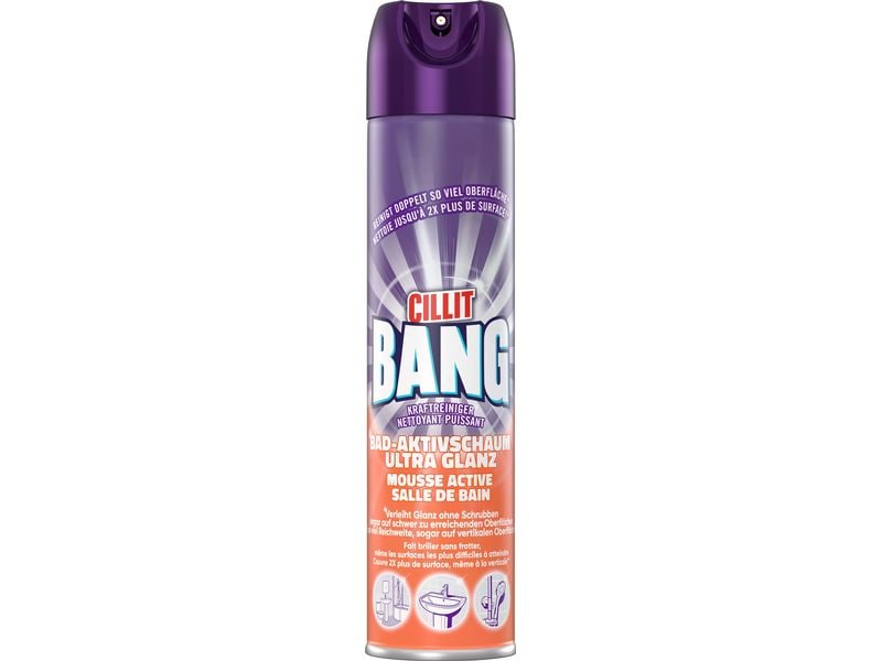 Cillit Bang Badreiniger Aktivschaum Ultra Glanz 600 ml Reinigungsmittel zur Bekämpfung von Schmutz im Badezimmer