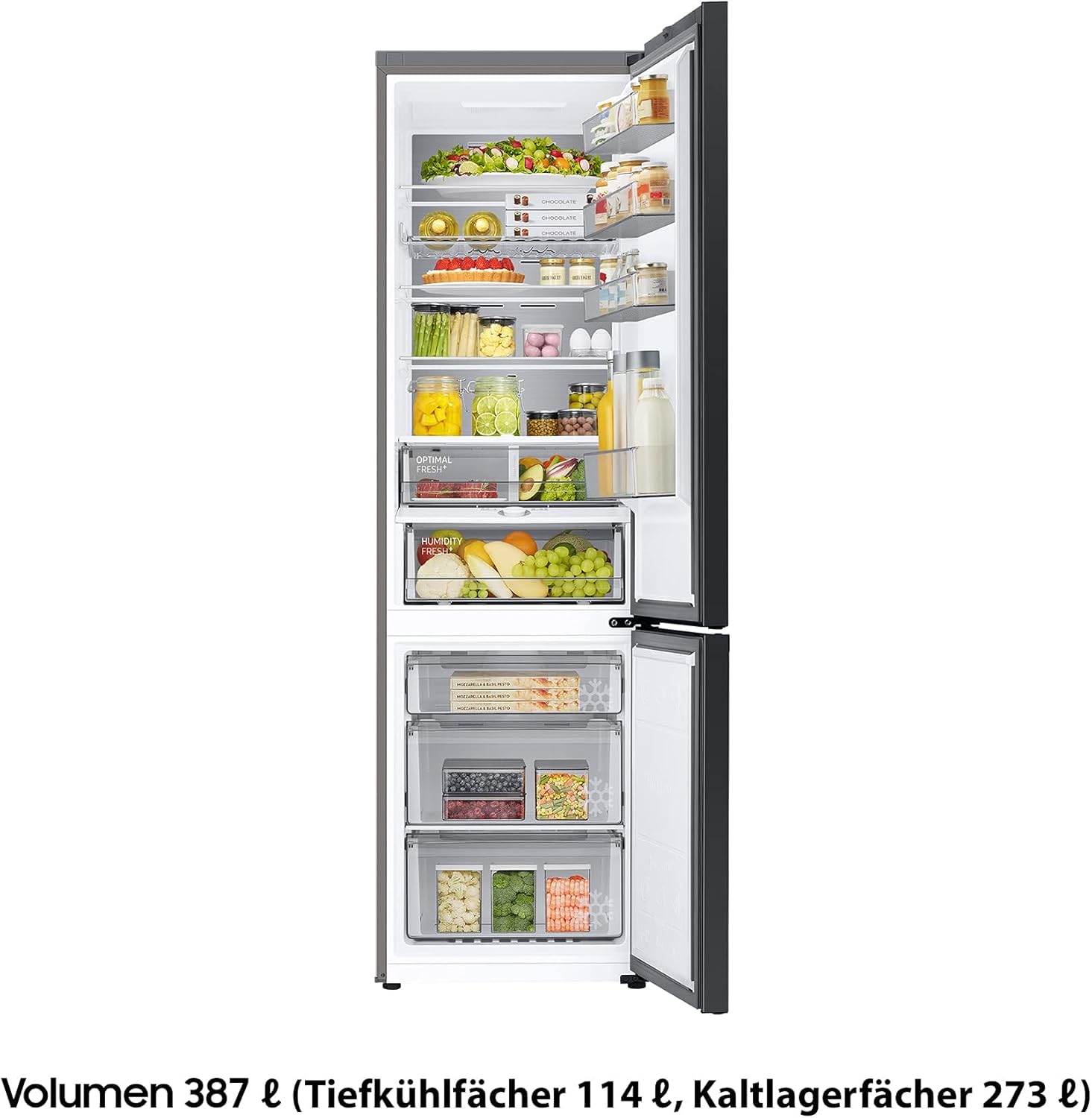 RL38A7B5BS9/EG Bespoke Kühl-/Gefrierkombination, 203 cm, 387 ℓ, 35 dB(A), Space Max Technologie, Twin Cooling+, Cool Select+, Metal Cooling, No Frost+, Edelstahl Look