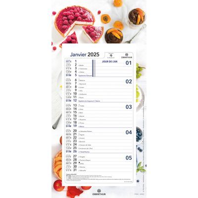 Calendrier mensuel en papier sur plaque nova - 16 x 33 cm - différents modèles disponibles - Oberthur