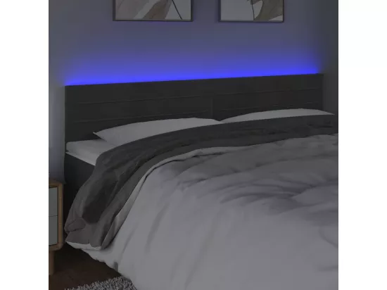 Tête de lit à LED Gris foncé 180x5x78/88 cm Velours