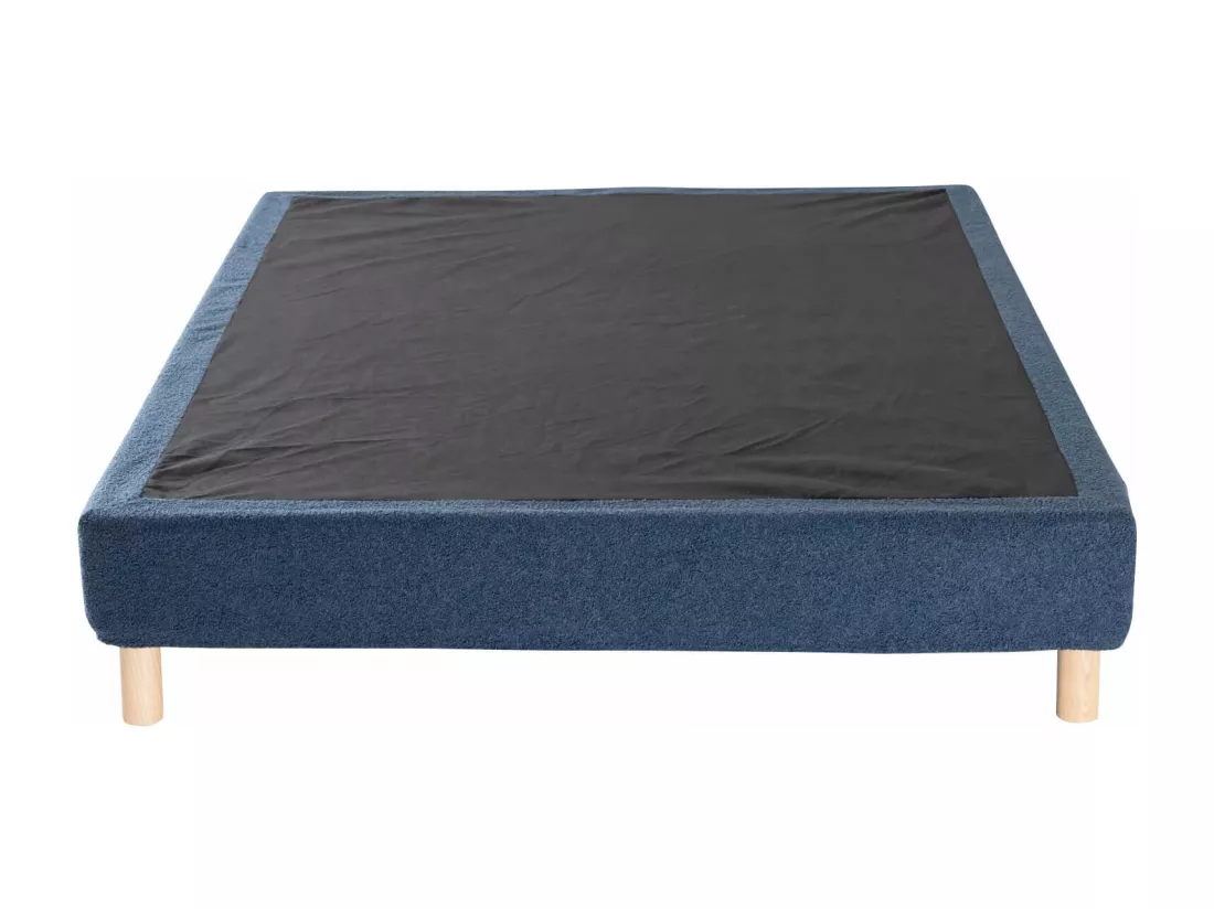 Cache-sommier bouclette intégral bleu marine 90x190 - Boucletta