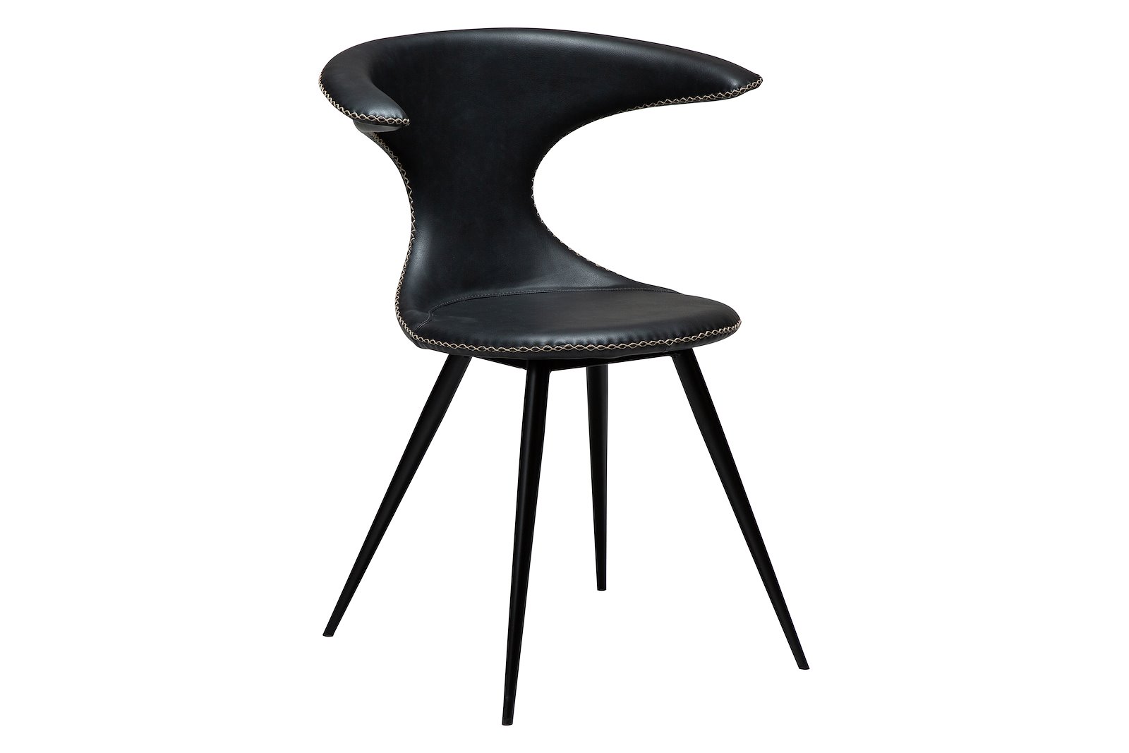 Flair spisestol PU Raven Black og sorte runde ben.