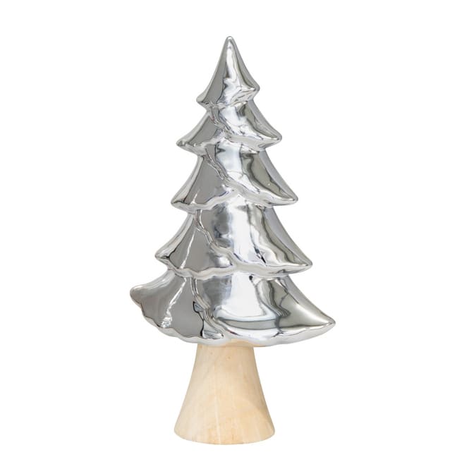 Baum silber/braun - aus Dolomit und Holz - ca. 12 x 5 x 23 cm