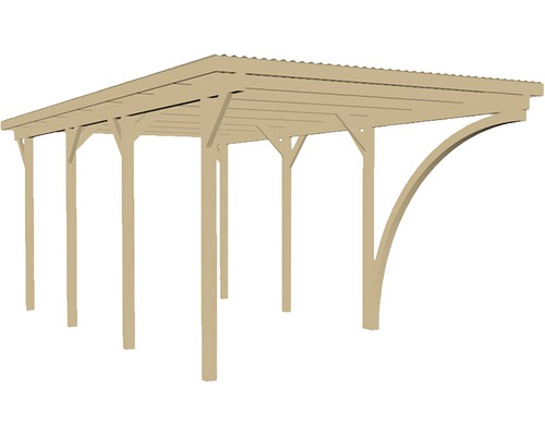 Enkele carport weka 606 A maat 2 incl. inrijboog 300 x 600 cm drukgeïmpregneerd