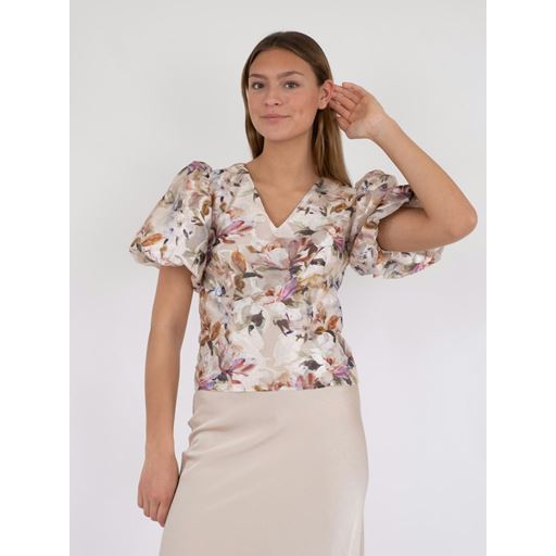 Neo Noir Camia Brocade Print Bluse, Creme, 36
