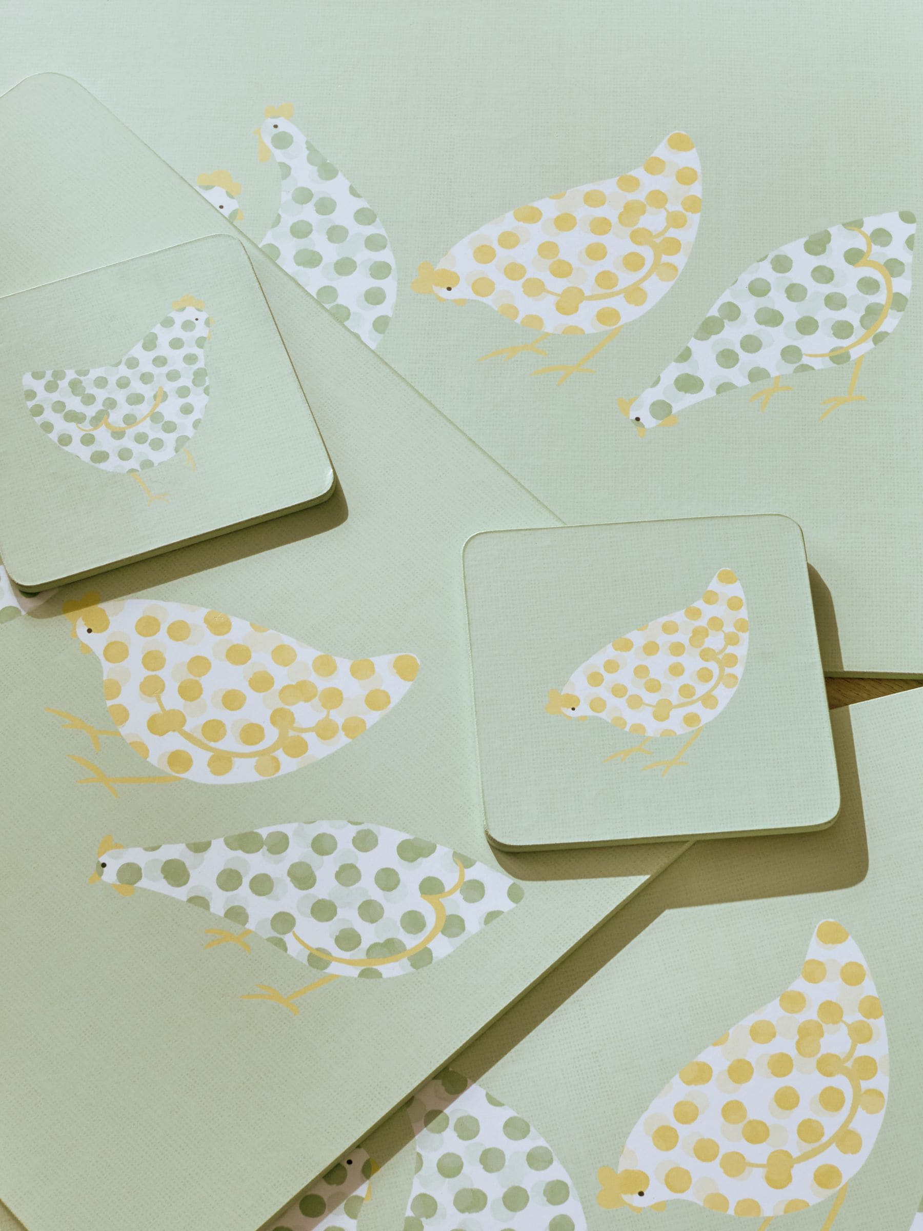 Set van 4 Pat en Peggy kippen placemats en onderzetters
