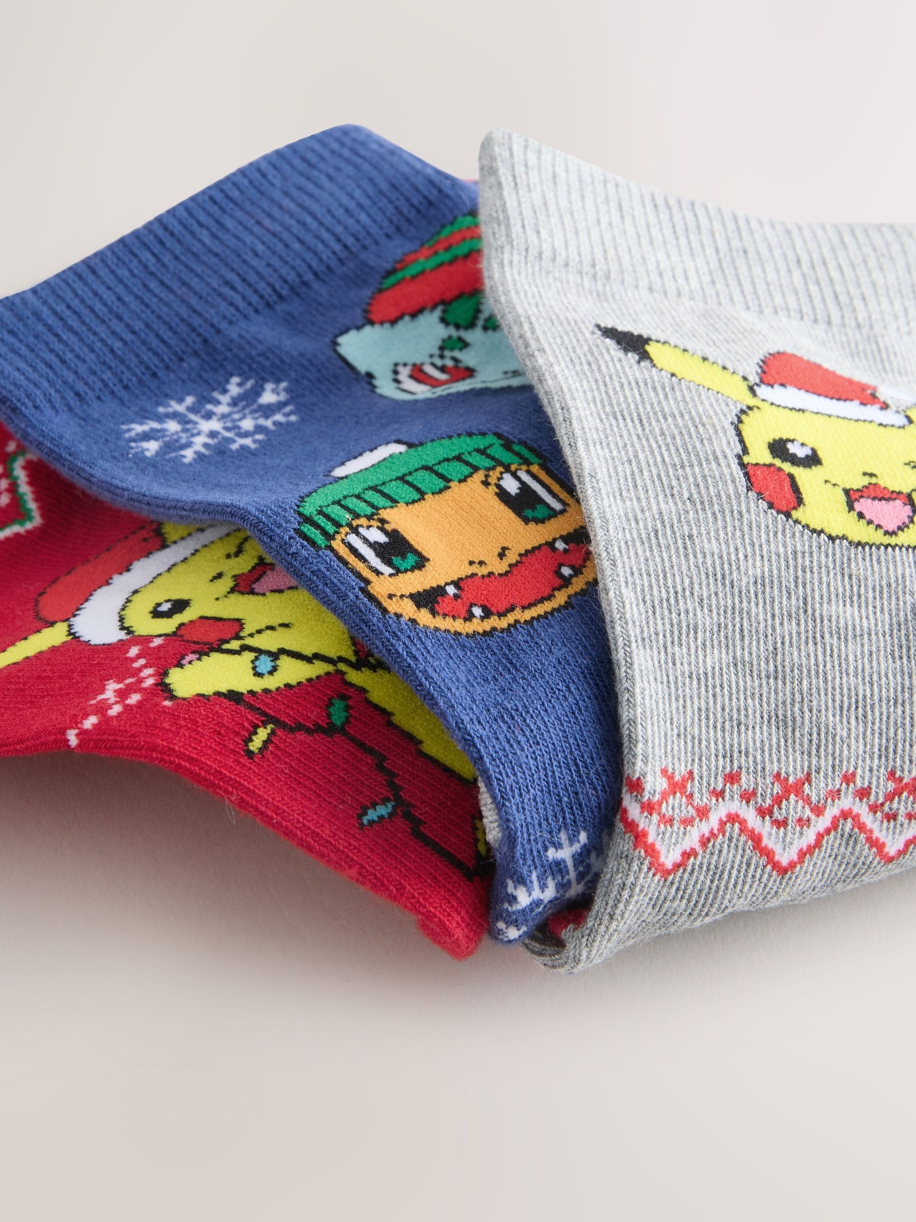 Pokémon - Christmas License Character Cotton Rich Socks 3 Pack