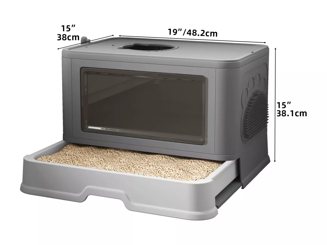 YITAHOME Bac Litiere pour Chat 20.4KG - Grand - Intérieur - Toilette Chat - avec Pelle - Auto-toiletteur - Gris