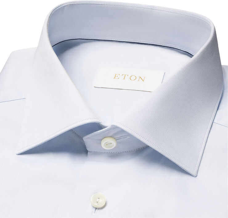 ETON Contemporary Fit Light Blue Solid Elevated Twill Shirt Lyseblå