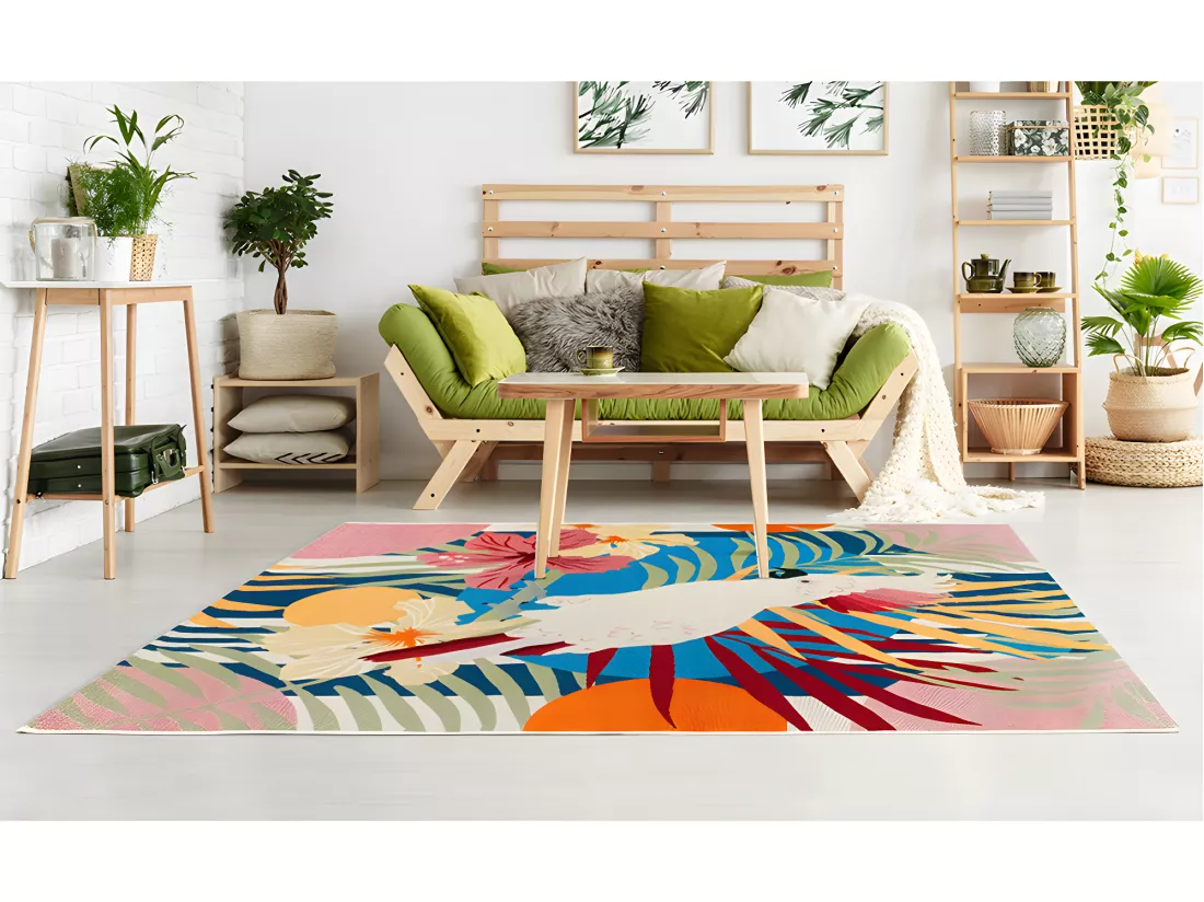 Tapis intérieur ou extérieur ethnique - 150 x 200 cm - Multicolore - PERROCO
