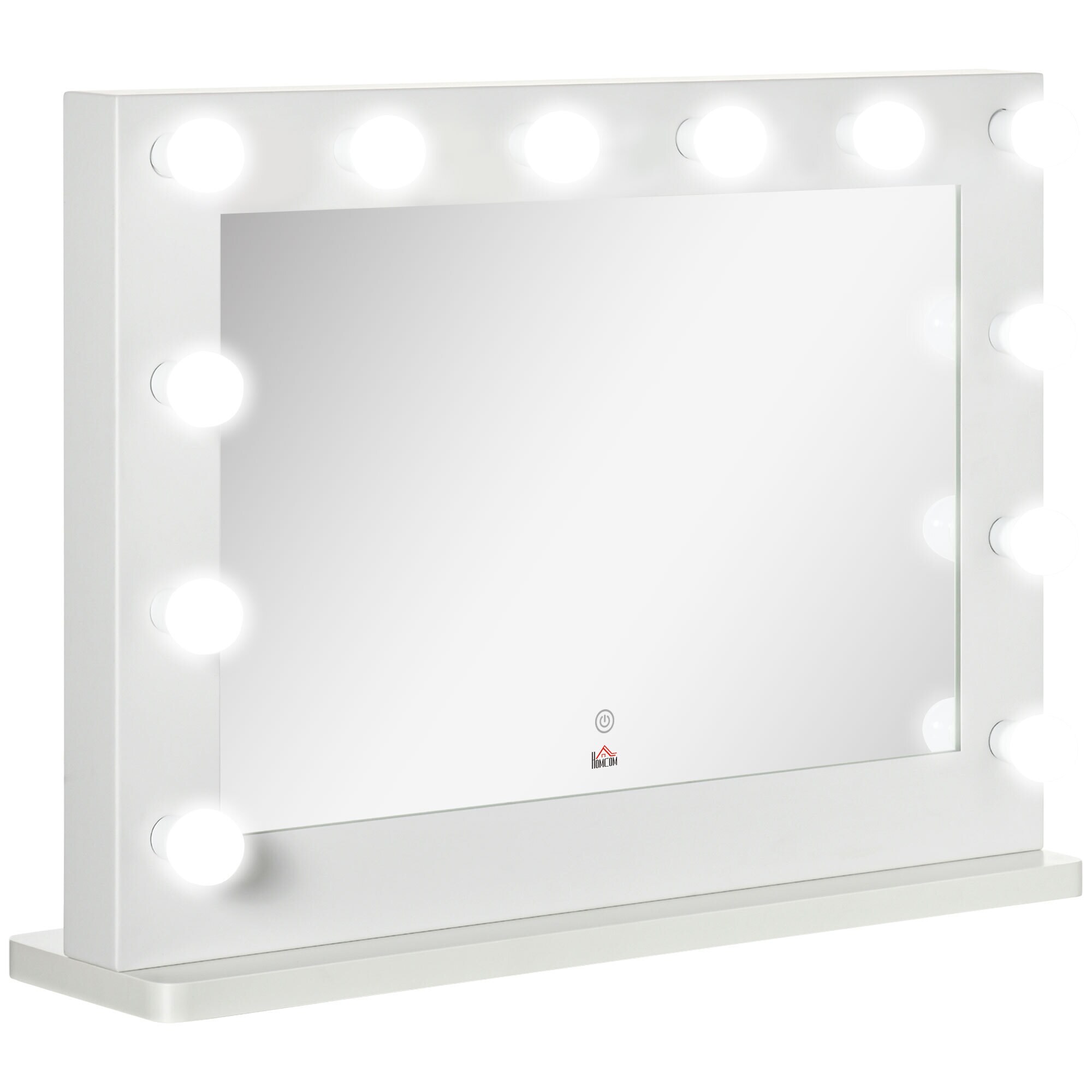 HOMCOM Tischstandspiegel mit 12 LED-Lampen weiß 80L x 60B x 20H cm