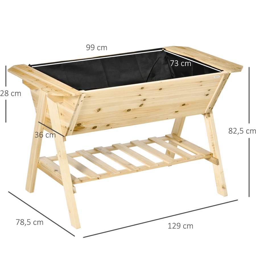 Outsunny Hochbeet mit integriertem Vliesstoff natur