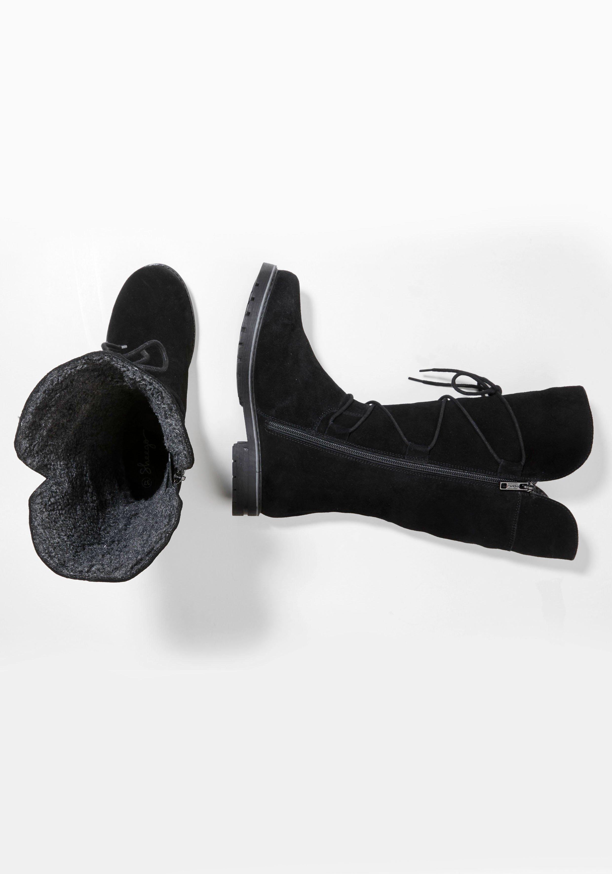 Weitschaftstiefel aus Leder mit Schnürung