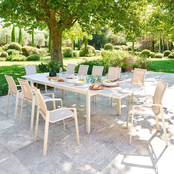 Table de jardin extensible rectangulaire EVASION Lin / Argile