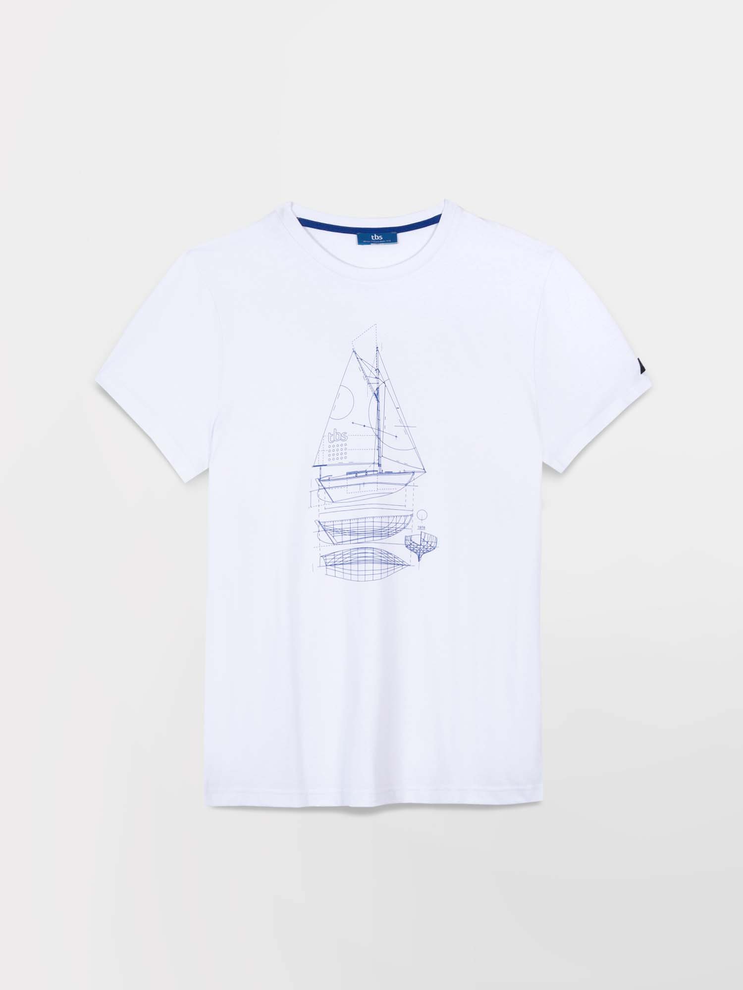 Tee Shirt Homme Print Bateau Coton Biologique Blanc
