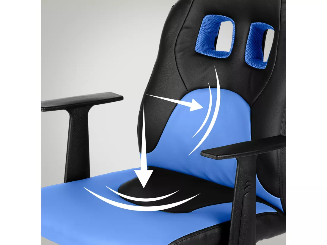 Fauteuil de bureau - Similicuir & Plastique - Noir / Bleu - Fun