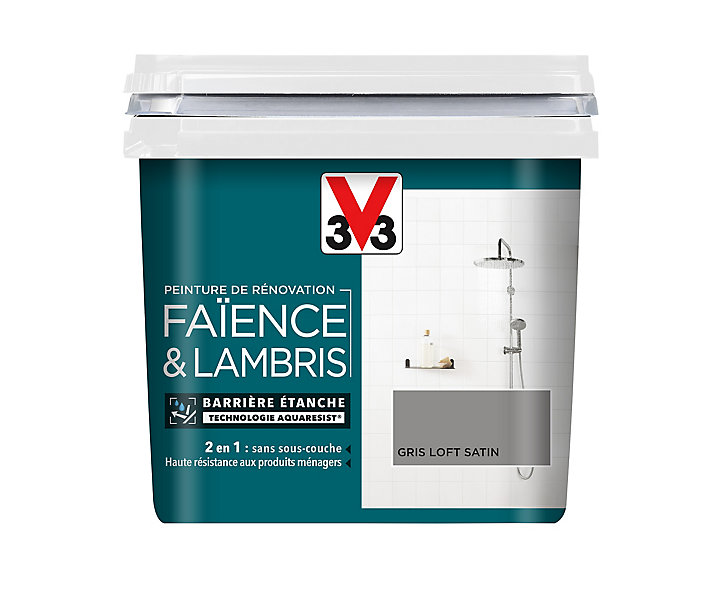 Peinture de rénovation faïence et lambris V33 gris loft satin 750ml