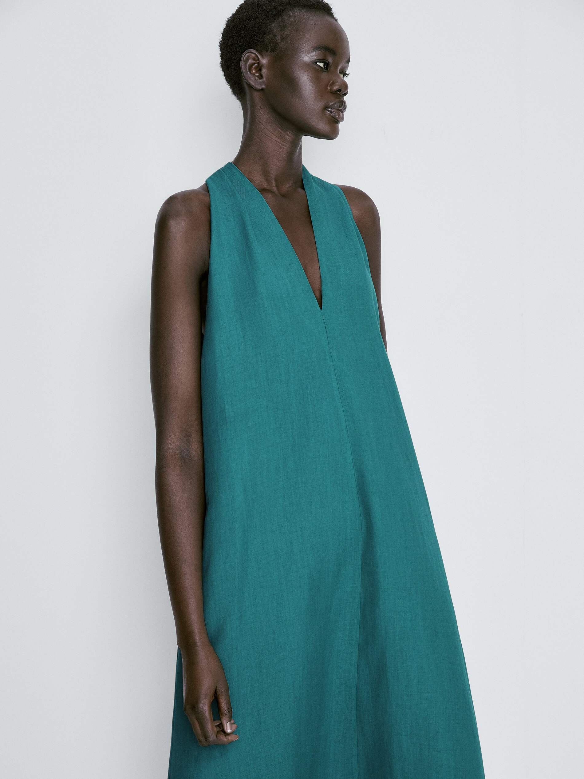 Mini vestido com detalhe cruzado - VERD-TURQ