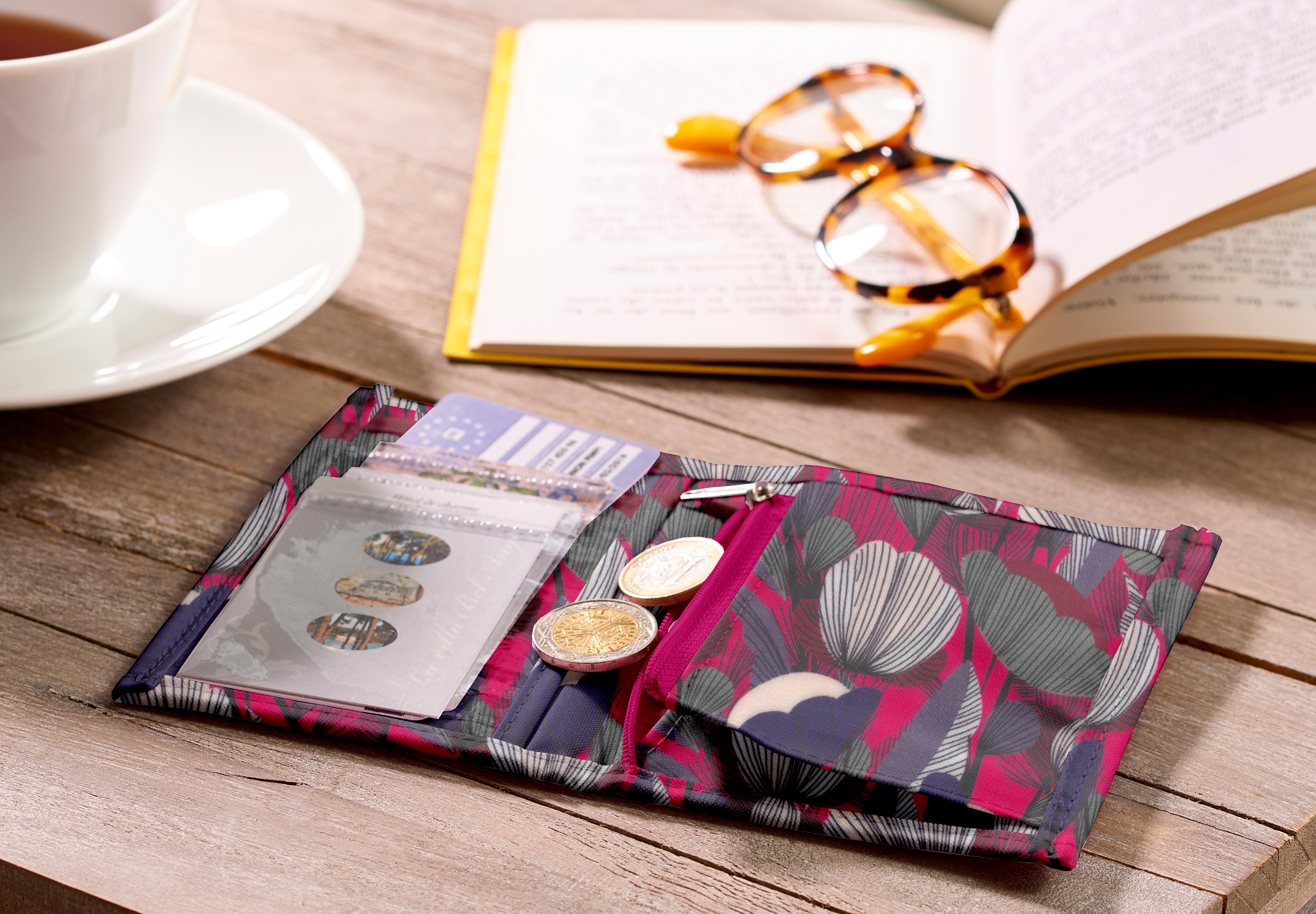 Portefeuille Compact Pavot Fuchsia