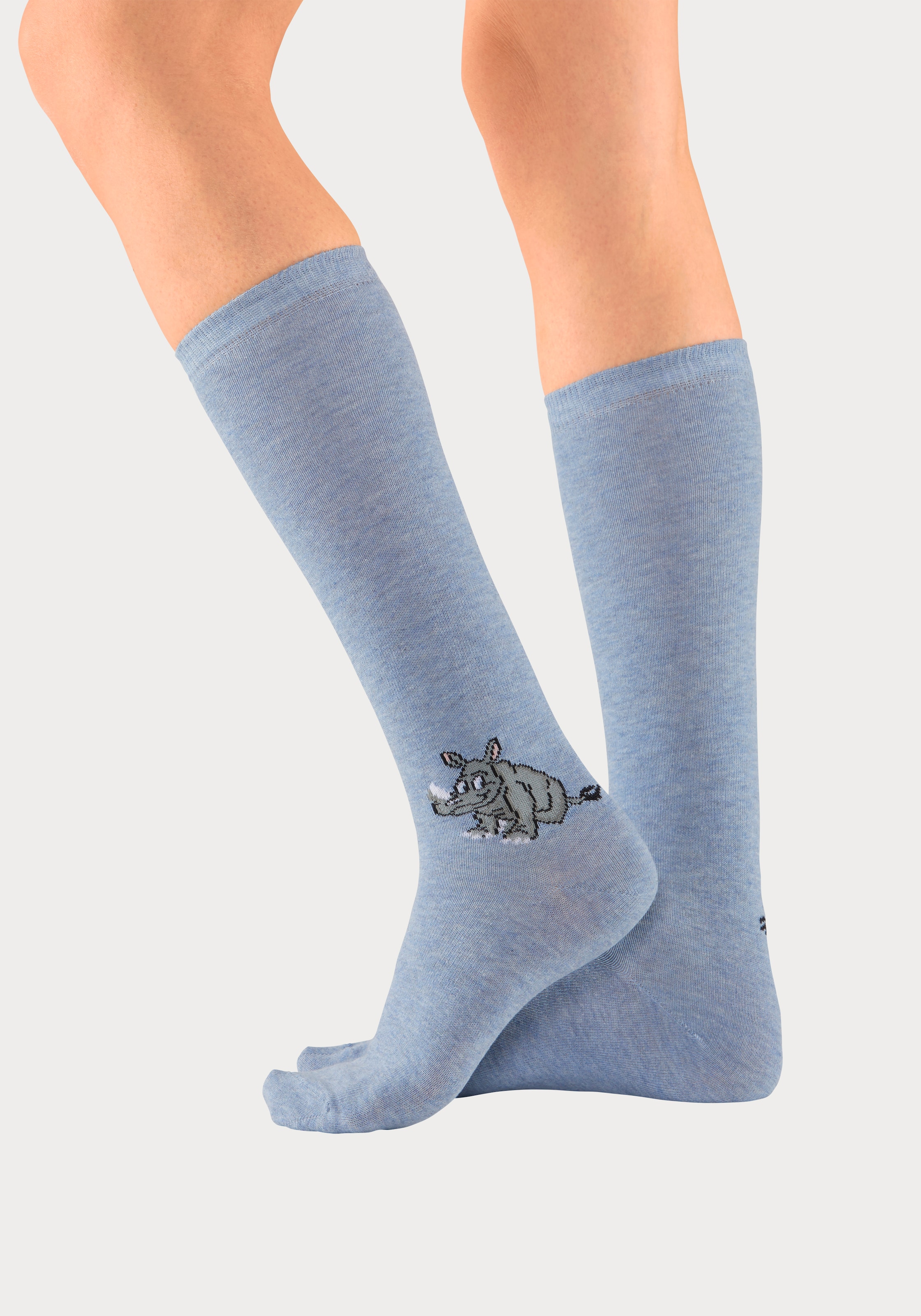 H.I.S Kniestrümpfe Packung, 5 Stk. tlg. mit eingestricktem Moriv