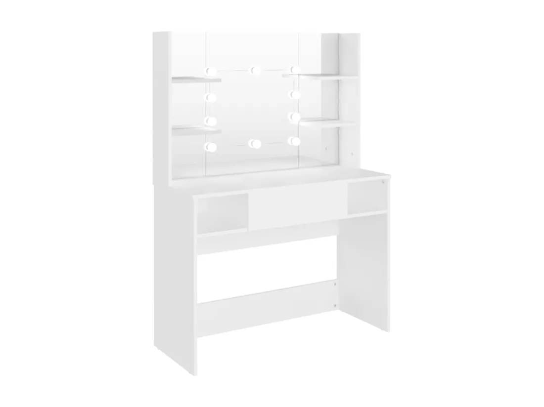 Table de maquillage avec éclairage LED 100x40x135 cm MDF Blanc
