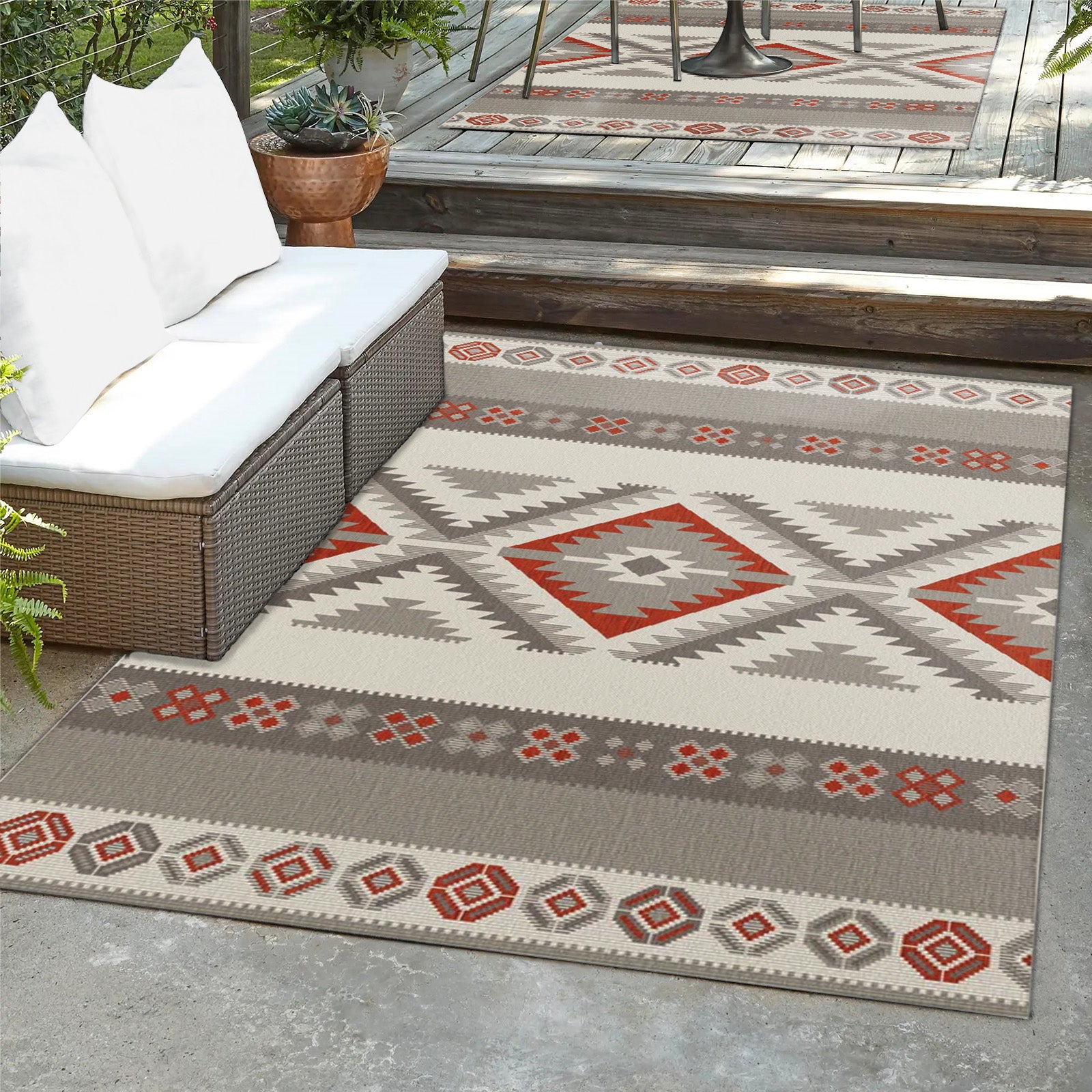 Karat Outdoorteppich | Karo | Rot