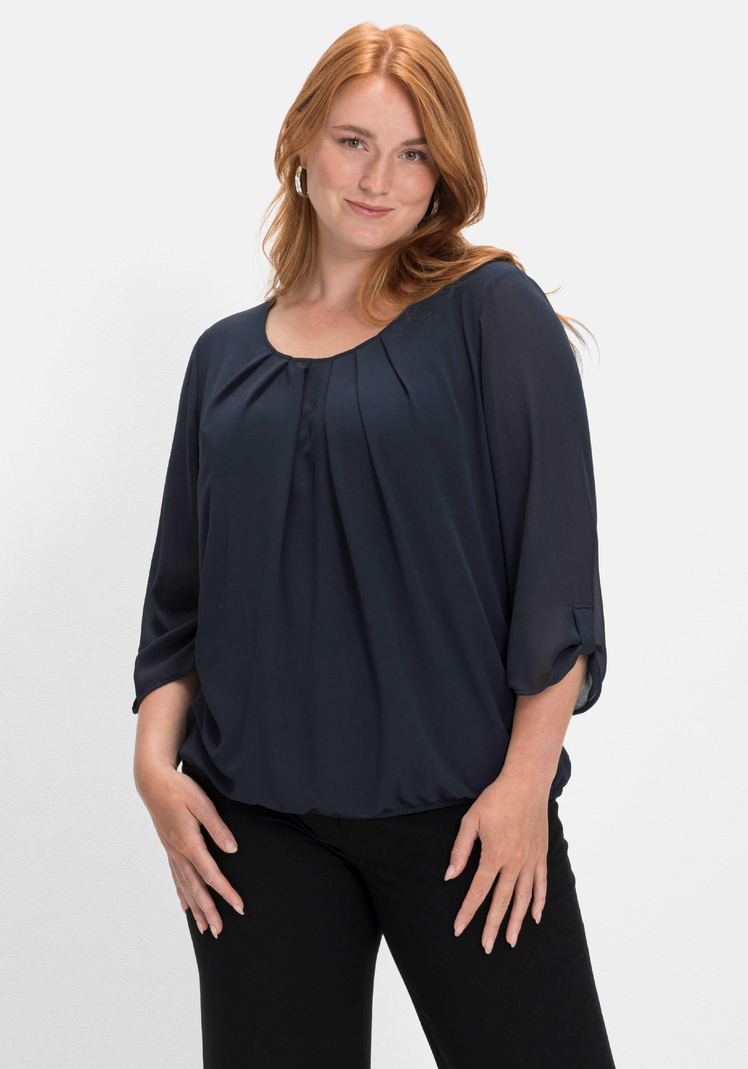 Tunika aus Chiffon, mit gelegten Falten am Ausschnitt