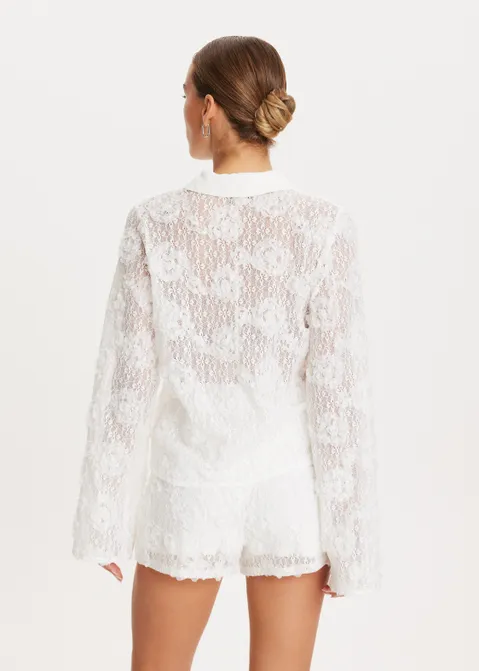 Kanten blouse wit (WIT)