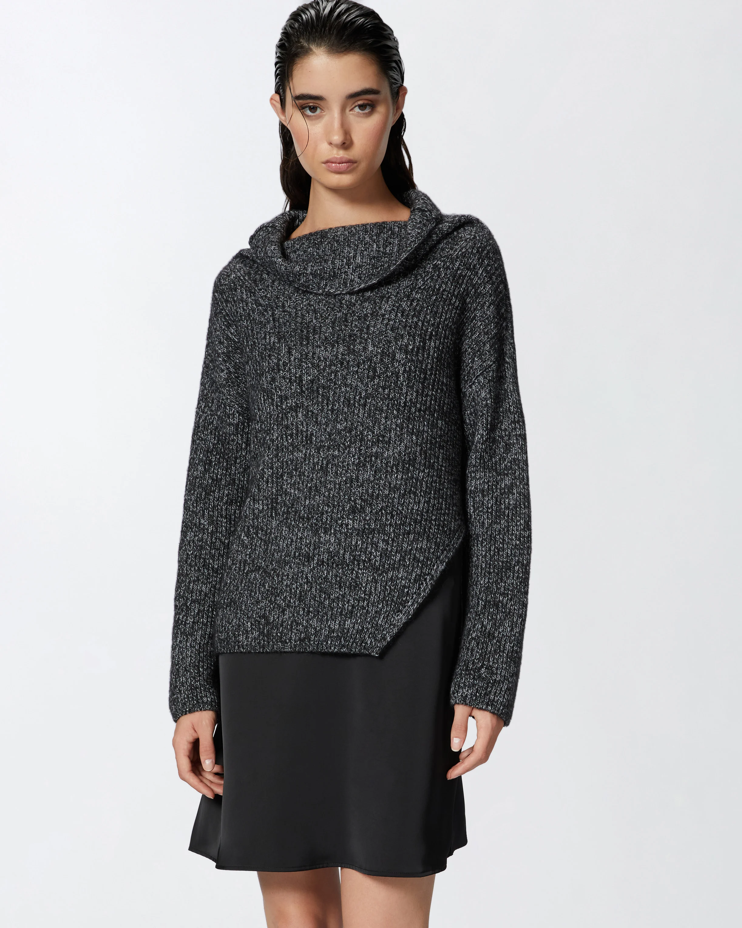 Robe bi-matière avec pull en alpaga mélangé | Multicolore