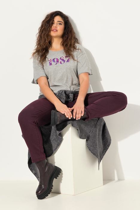 T-Shirt, Zahlen, Oversized, Rundhals, Halbarm