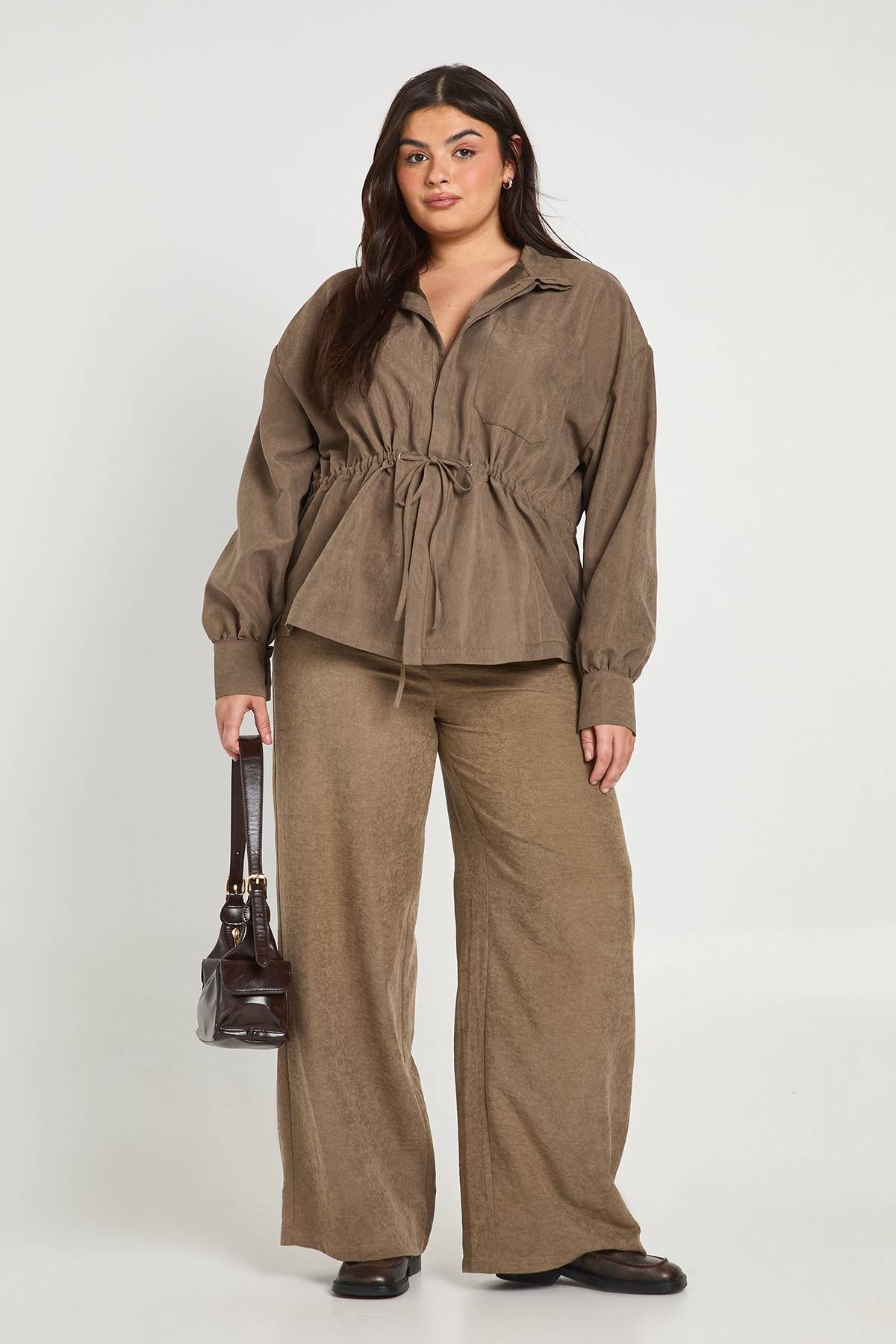 boohoo Pantalon Large Grande Taille