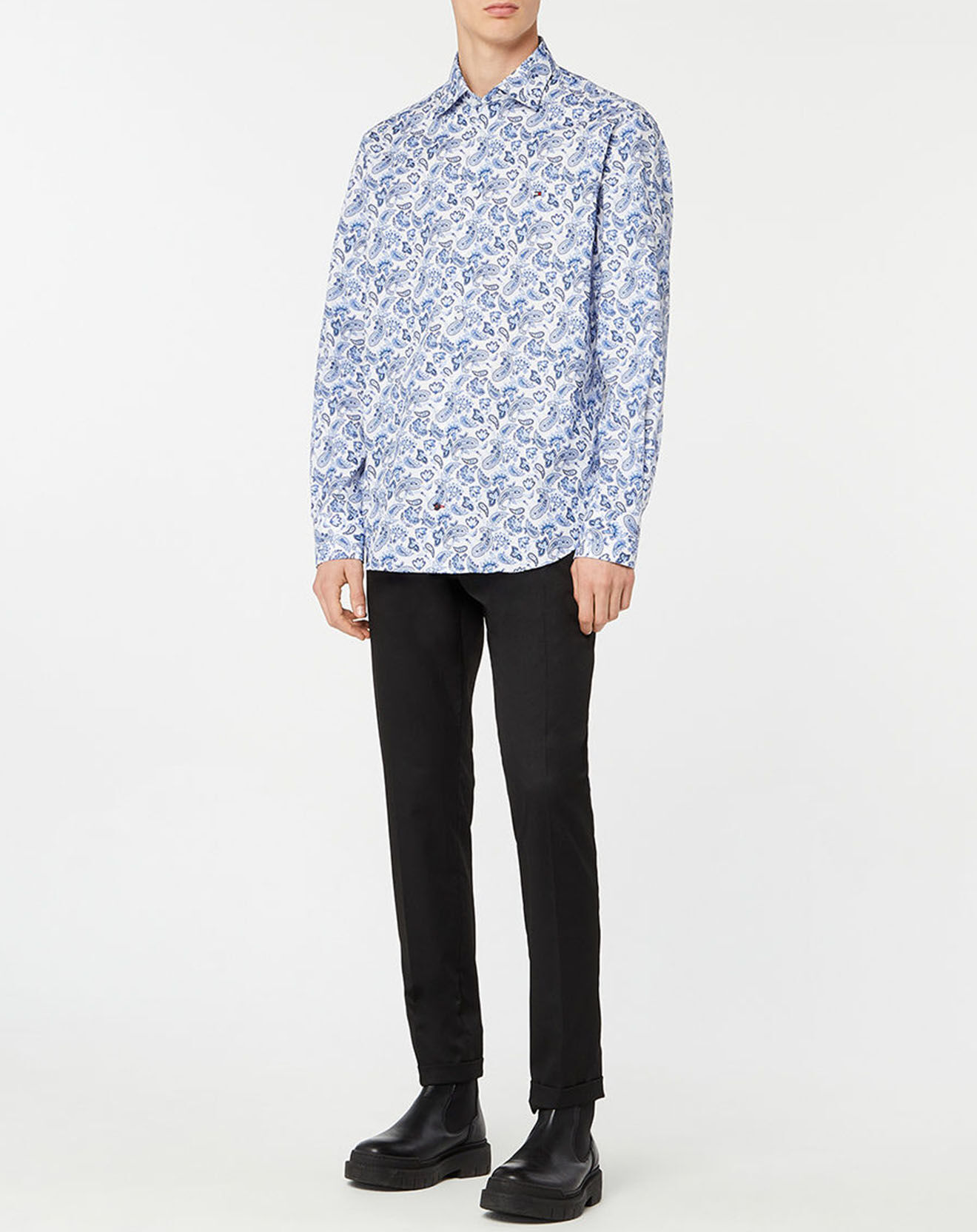 Tommy Hilfiger Chemise droite Paisley imprimée bleu ciel