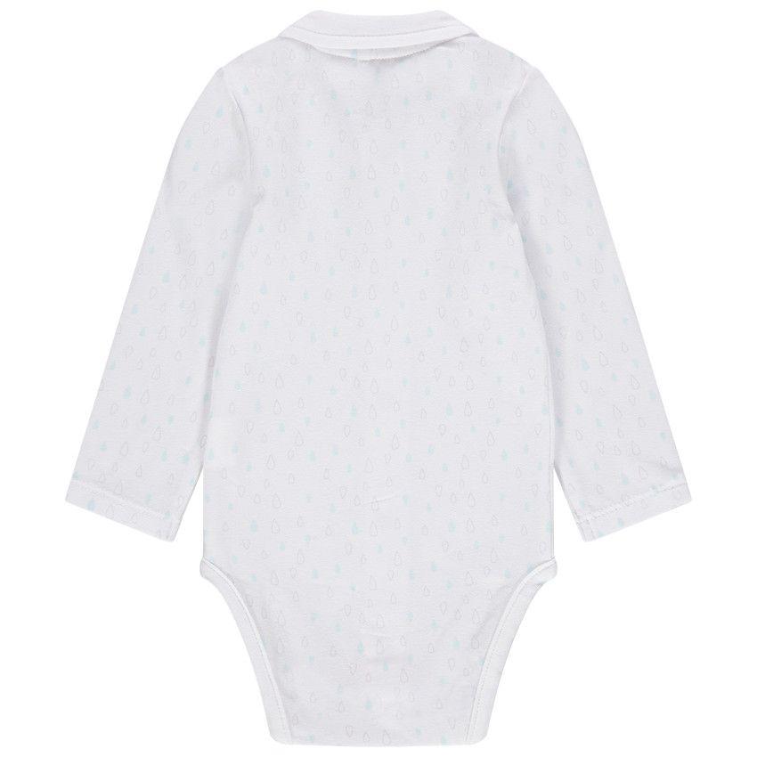 Body manches longues en coton bio imprimé all-over - Blanc