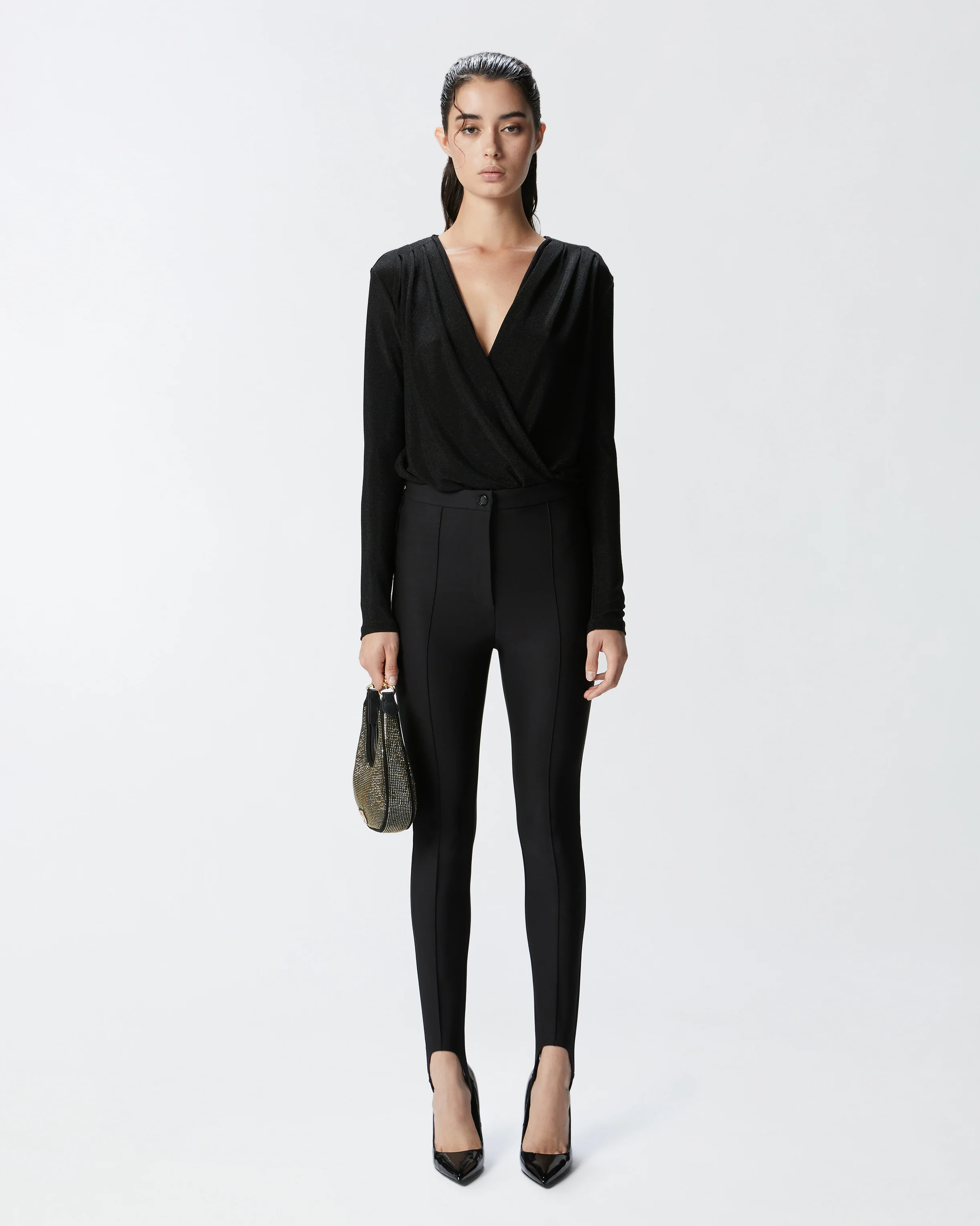 Body drapé lurex métallisée | Noir