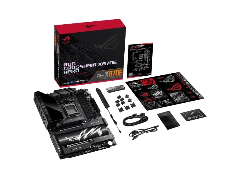 ASUS ROG CROSSHAIR X870E HERO - Bundkort - ATX - Socket AM5 - AMD X870E Chipset - USB4, USB-C 3.2 Gen2, USB 3.2 Gen 2 - Wi-Fi 7, 2.5 Gigabit LAN, 5 Gigabit Ethernet, Bluetooth - onboard grafik (CPU påkrævet) - HD Audio (8-kanaler)