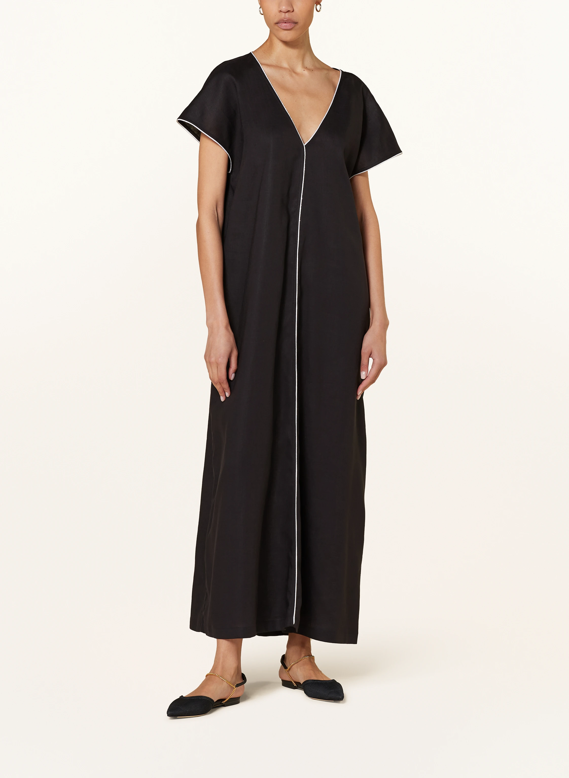 FABIANA FILIPPI Leinenkleid mit Schmuckperlen