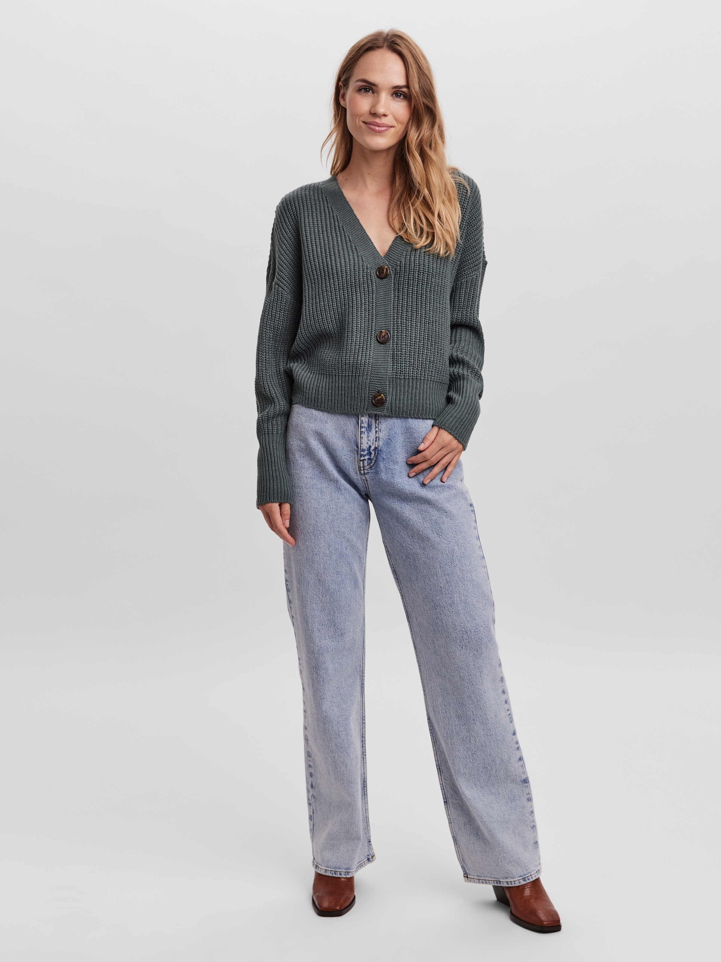 Vero Moda Strickjacke »VMLEA LS V-NECK CUFF CARDIGAN NOOS«, Rippstrick
