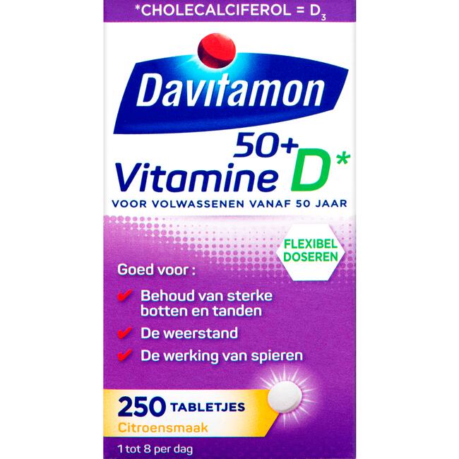 Davitamon Vitamine D 50+ Tabletjes Citroensmaak