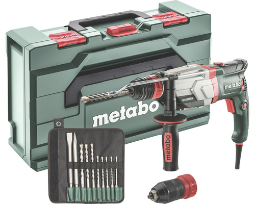 Metabo UHEV 2860-2 Quick Set boor- en beitelhamer inclusief verwisselbare boorkop en 10-delige SDS-plus boor-/beitelset.
