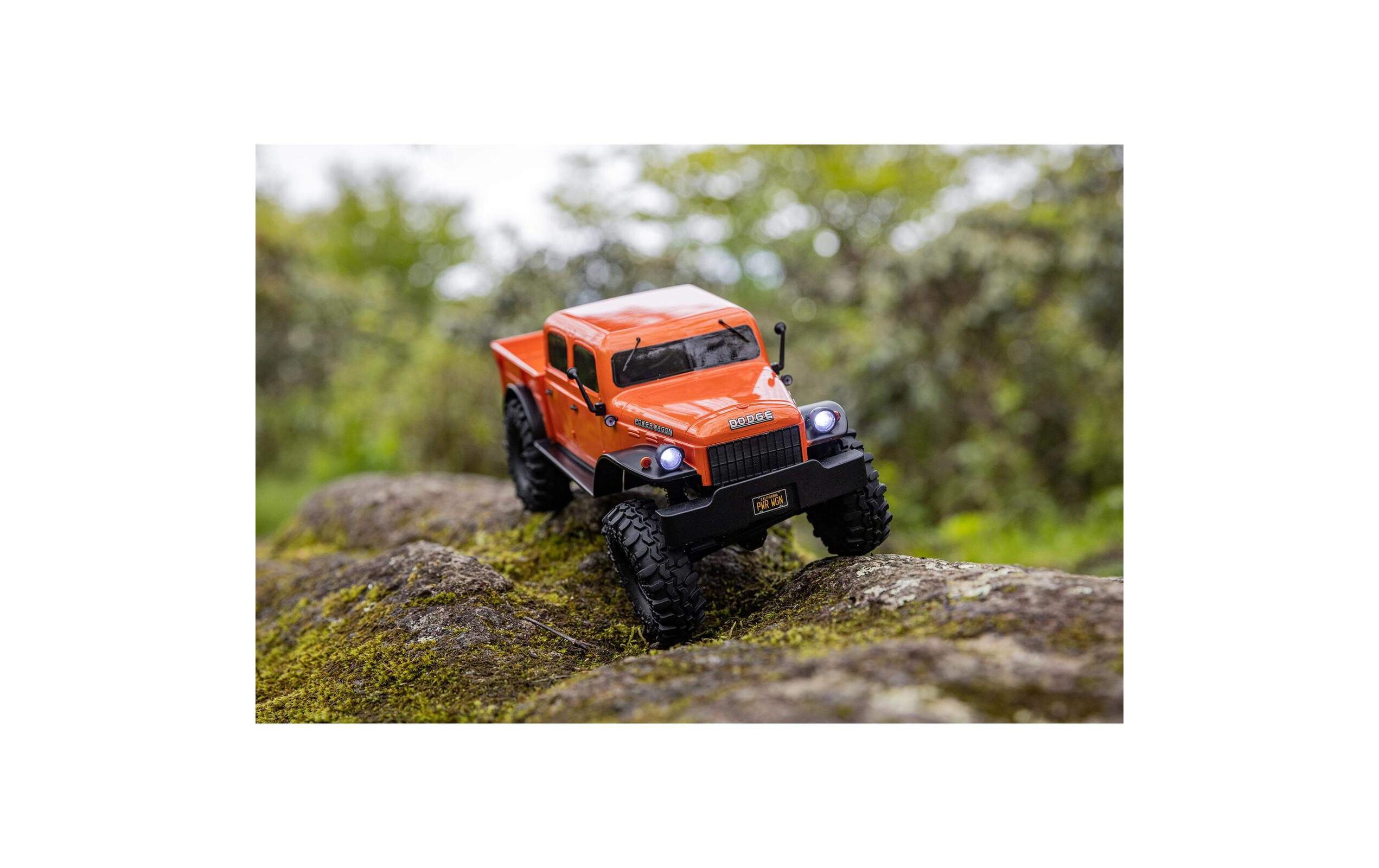 Scale Crawler SCX24 Dodge Power Wagon Orange, 1:24, RTR<br>Kleiner 4wd Rock Crawler mit 4-Türiger Powerwagon Karosserie