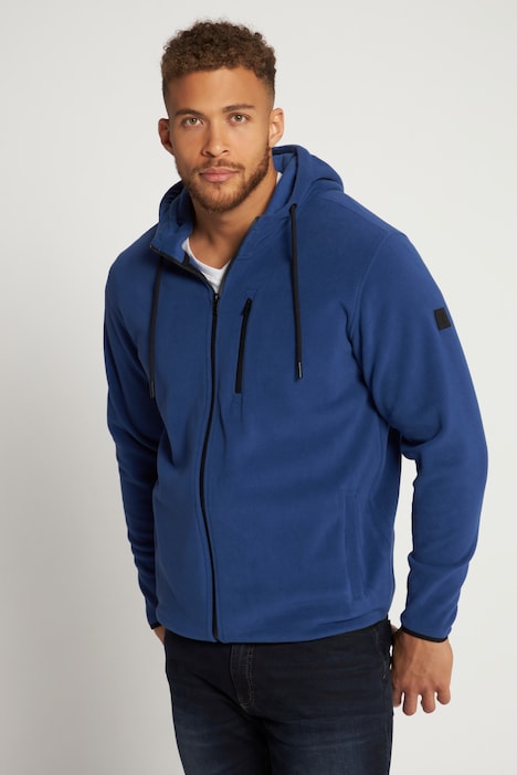 Fleecejacke, Kapuze, Zipptasche, bis 8 XL